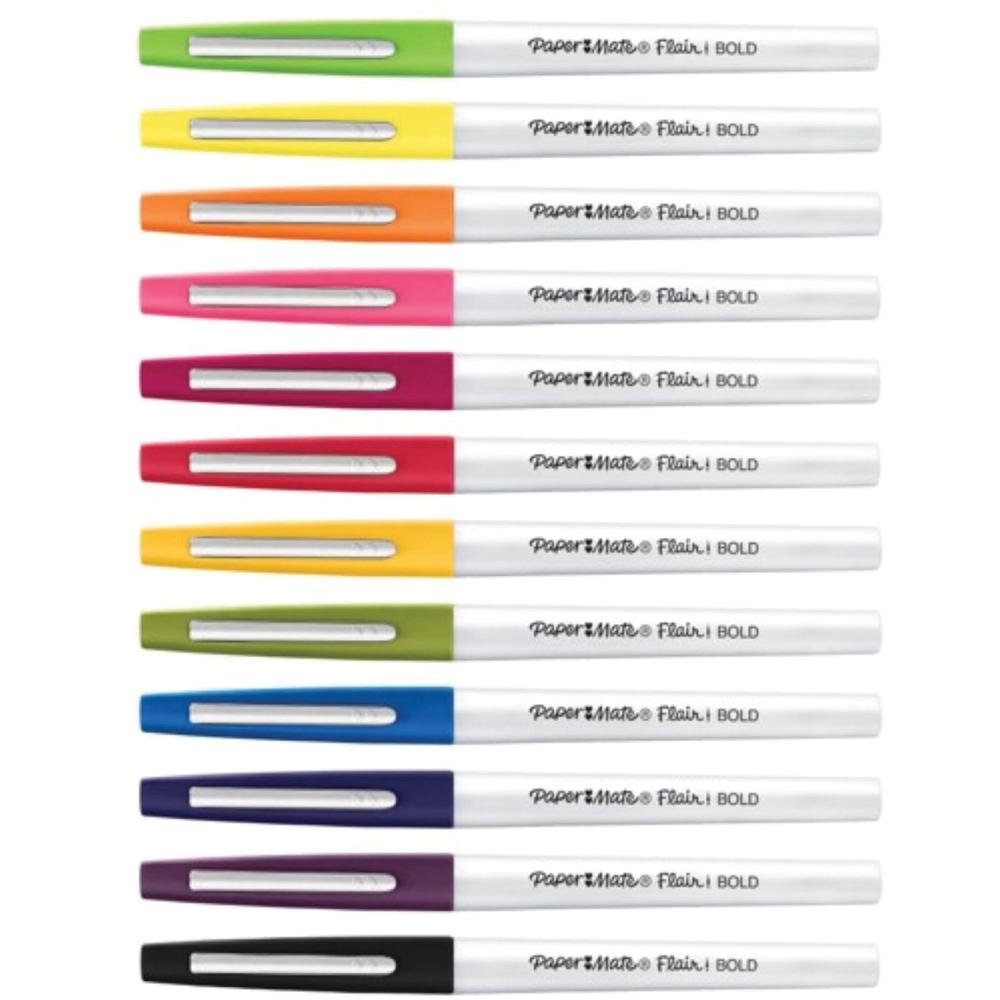 Paper Mate Flair Felt Tip Pens - Bold Pen Point - Assorted - 12 / Pack. Picture 2