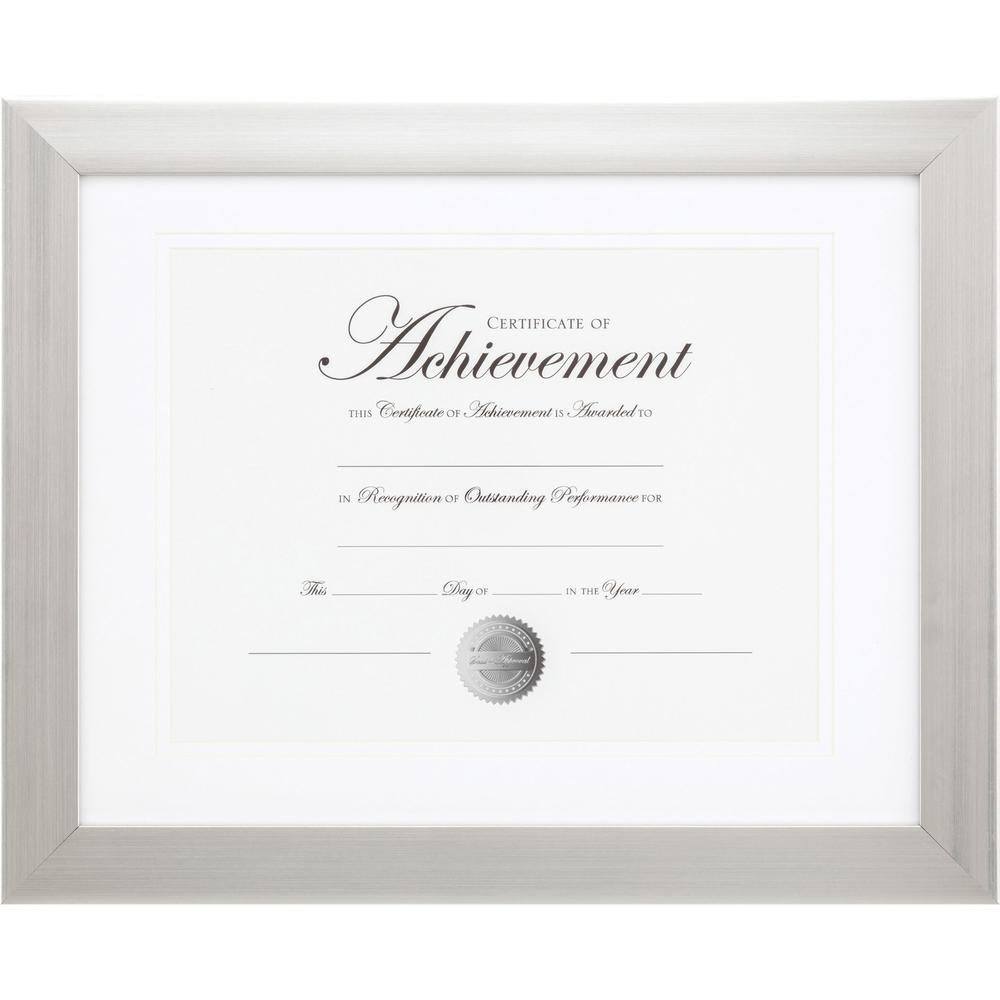 Burnes Brushed Silver Document Frame - 11" x 14" Frame Size - Rectangle - Vertical, Horizontal - 1 Each - Brushed Silver. Picture 2