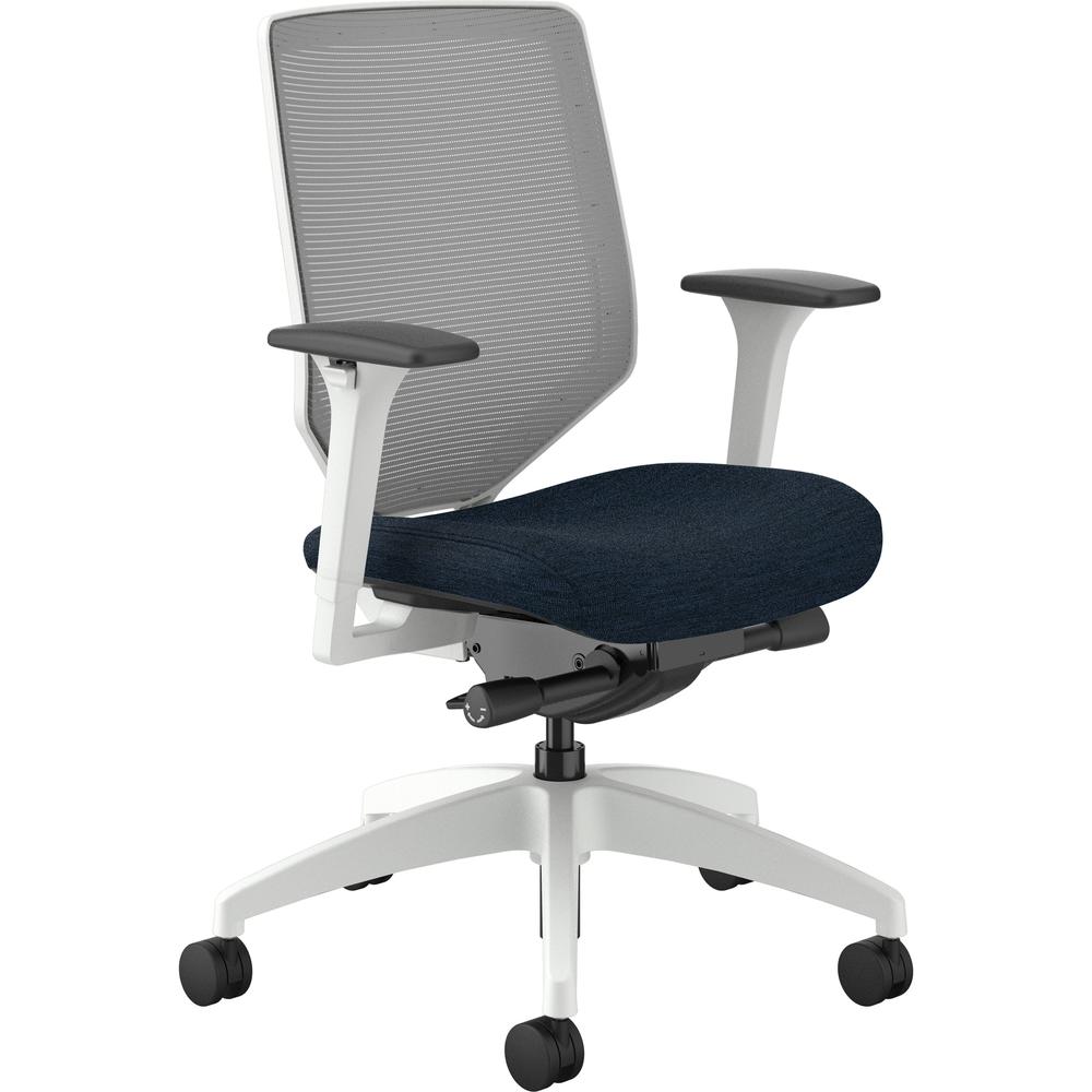 HON Solve Chair - Midnight Fabric Seat - Fog Mesh Back - Designer White Frame - Mid Back - Midnight. Picture 2