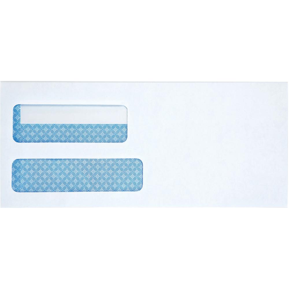 Business Source Double Window #10 Envelopes - Double Window - #10 - 24 lb - Self-sealing - 500 / Box - White. Picture 2