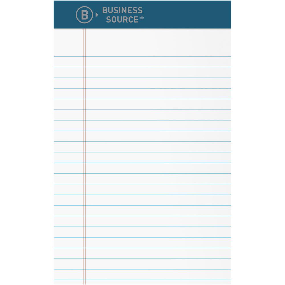 Business Source Premium Writing Pad - 5" x 8" - White Paper - Tear Proof, Sturdy Back, Bleed-free - 1 Dozen. Picture 2