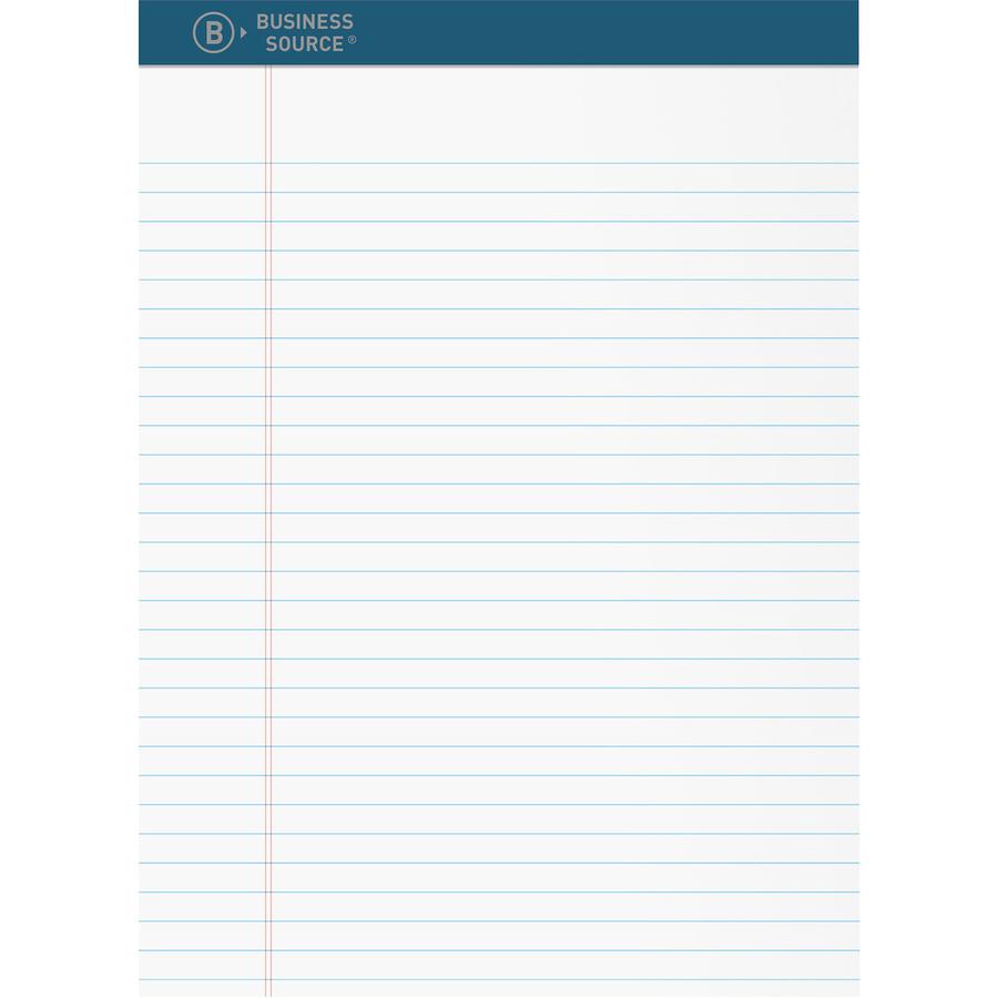 Business Source Premium Writing Pad - 2.50" x 8.5" x 11.8" - White Paper - Tear Proof, Sturdy Back, Bleed-free - 1 Dozen. Picture 2