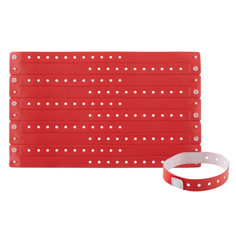 Advantus Colored Vinyl Wristbands - 100 / Pack - 0" Height x 0.6" Width x 9.8" Length - Red - Vinyl. Picture 4