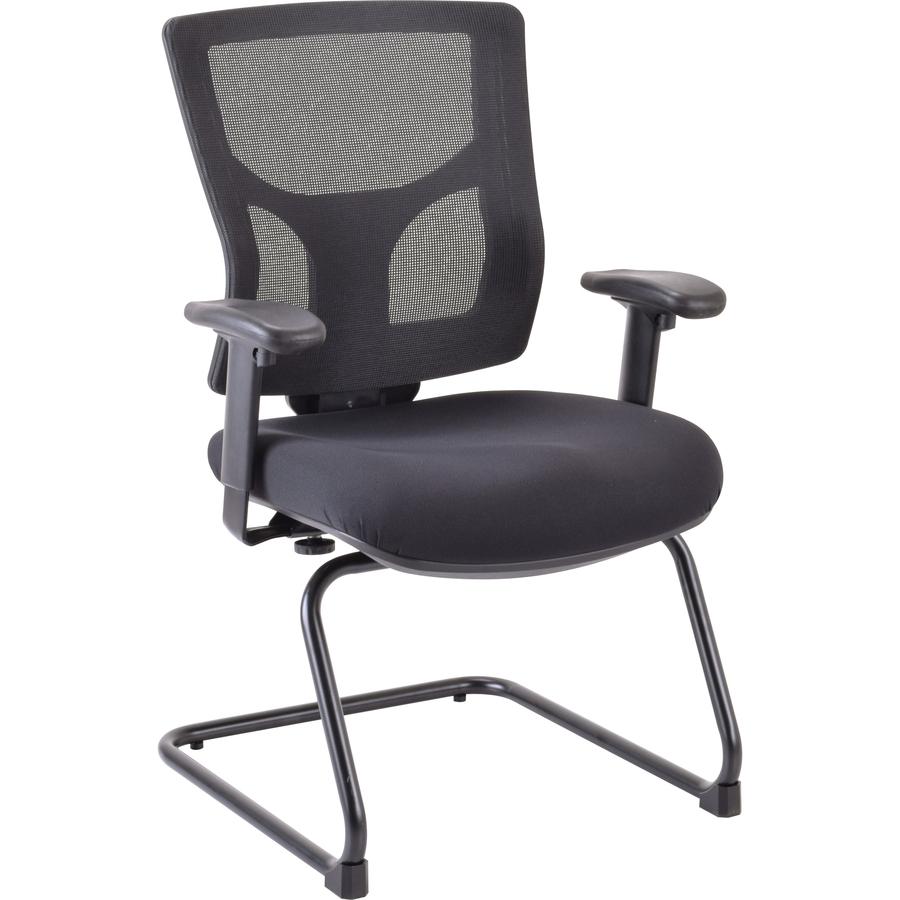 Lorell Conjure Sled Base Guest Chair - Fabric, Polyurethane Foam Seat - Mesh Back - Mid Back - Sled Base - Black - 1 Each. Picture 8