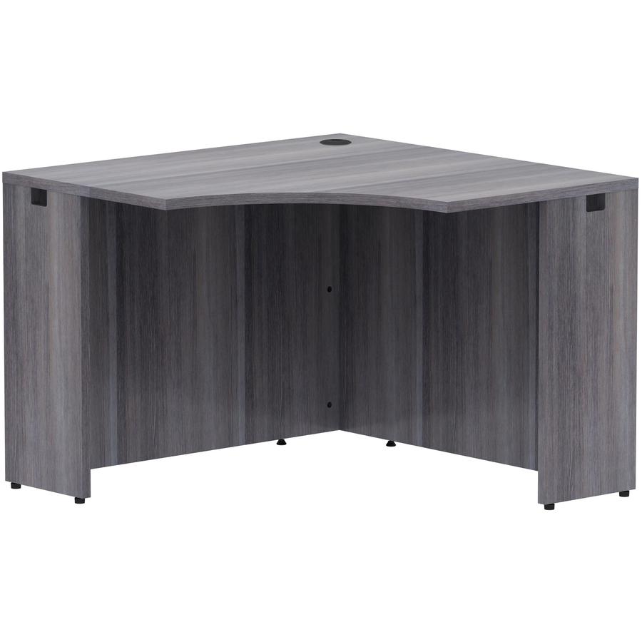 Lorell Essentials Series Corner Desk - 42" x 24"29.5" Desk, 1" Top - Finish: Weathered Charcoal Laminate. Picture 10