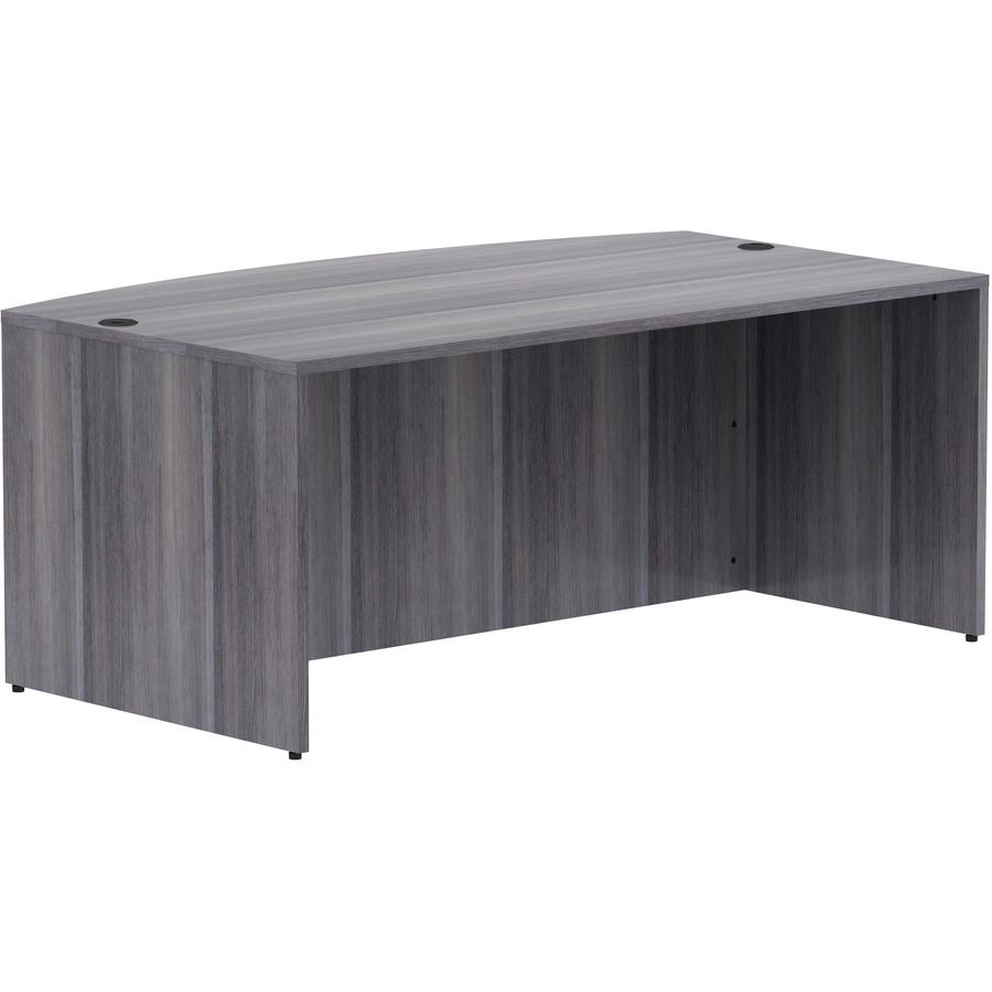 Lorell Essentials Series Bowfront Desk Shell - 72" x 41.4"29.5" Desk Shell, 1" Top - Bow Front Edge - Finish: Weathered Charcoal Laminate. Picture 10