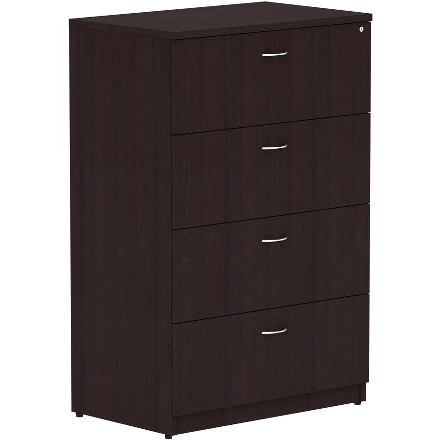 Lorell Essentials Series 4-Drawer Lateral File - 35.5" x 22"54.8" Lateral File, 1" Top - 4 x File Drawer(s) - Finish: Espresso Laminate. Picture 9