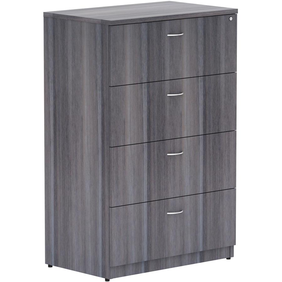 Lorell Essentials Series 4-Drawer Lateral File - 35.5" x 22"54.8" Lateral File, 1" Top - 4 x File Drawer(s) - Finish: Weathered Charcoal Laminate. Picture 9