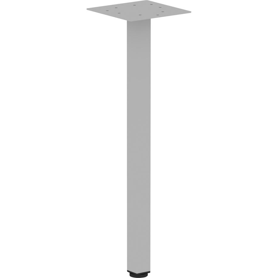 Lorell Relevance Series Offset Square Leg - Powder Coated Silver Square Leg Base - 28.50" Height x 7.87" Width - Assembly Required - 1 Each. Picture 9