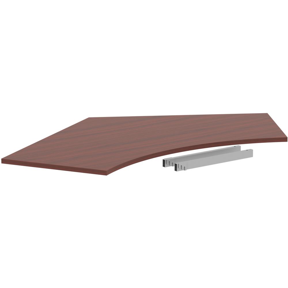 Lorell Relevance Series Curve Worksurface for 120 Workstations - Mahogany Rectangle Top - Contemporary Style - 47.25" Table Top Length x 34.13" Table Top Width x 1" Table Top ThicknessAssembly Require. Picture 4