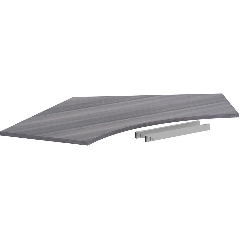 Lorell Relevance Series Curve Worksurface for 120 Workstations - Weathered Charcoal Laminate Rectangle Top - Contemporary Style - 47.25" Table Top Length x 34.13" Table Top Width x 1" Table Top Thickn. Picture 10