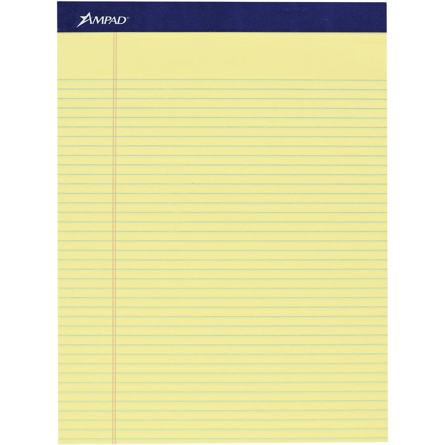 Ampad Legal Ruled Writing Pad - 100 Sheets - Legal Ruled - 1" x 8.5"11.8" - Smooth Surface, Perforated, Sturdy Back - 4 / Pack. Picture 2