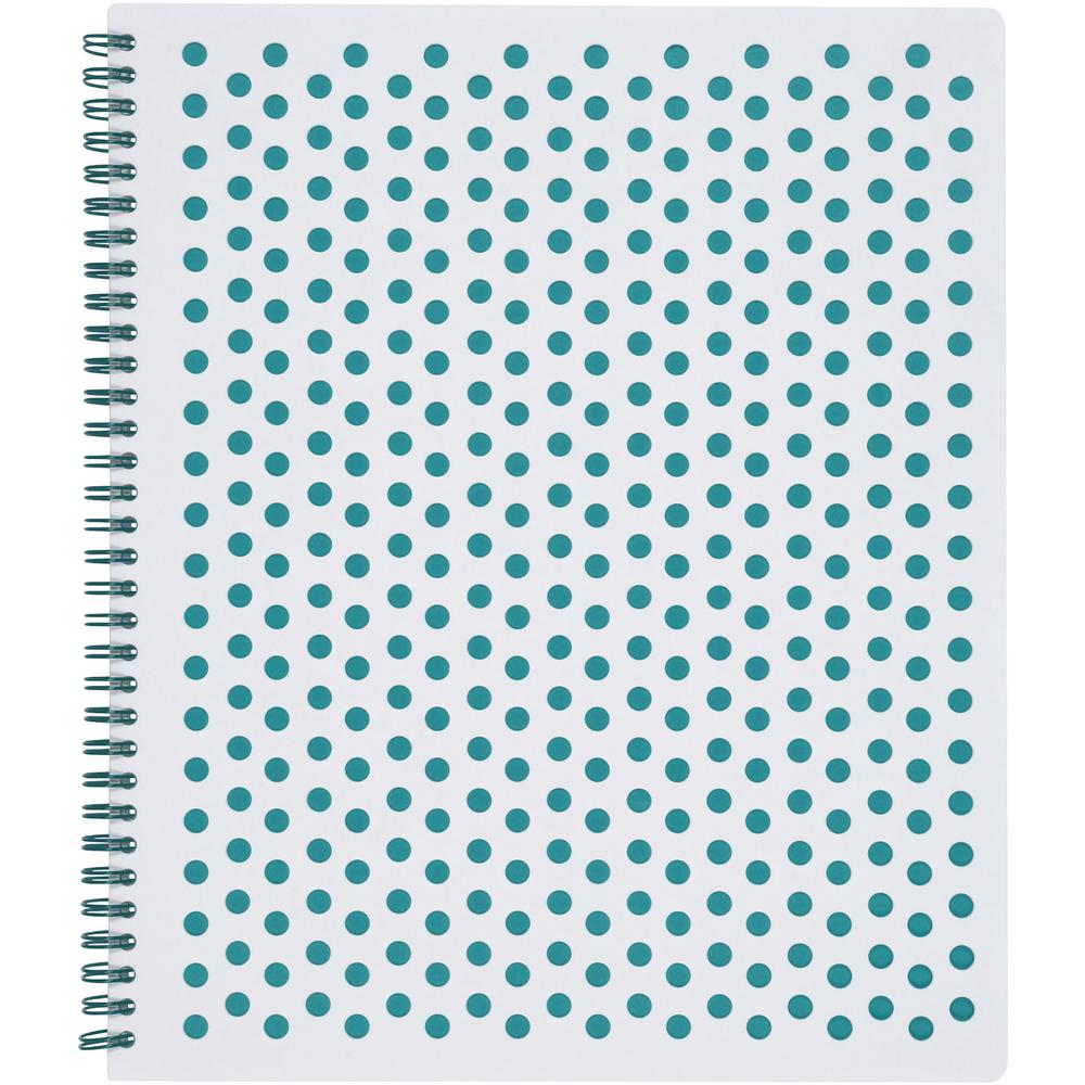 TOPS Polka Dot Design Spiral Notebook - Double Wire Spiral - College Ruled - 3 Hole(s) - 11" x 9" - Teal Polka Dot Cover - Micro Perforated, Hole-punched, Durable, Wear Resistant, Damage Resistant - 1. Picture 2