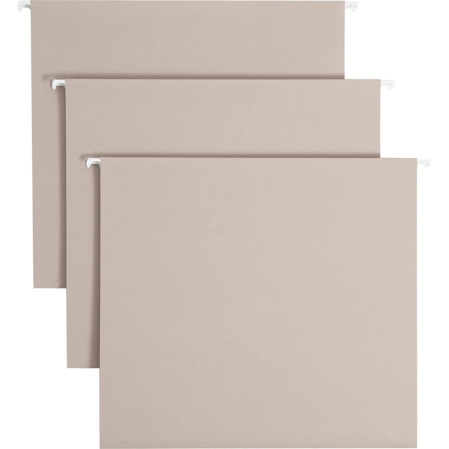 Smead TUFF 1/3 Tab Cut Letter Recycled Hanging Folder - 8 1/2" x 11" - 3" Expansion - Top Tab Location - Assorted Position Tab Position - Steel Gray - 10% Recycled - 18 / Box. Picture 7