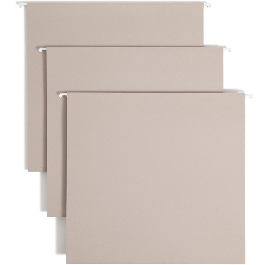Smead TUFF 1/3 Tab Cut Letter Recycled Hanging Folder - 8 1/2" x 11" - 4" Expansion - Top Tab Location - Assorted Position Tab Position - Steel Gray - 10% Recycled - 18 / Box. Picture 7