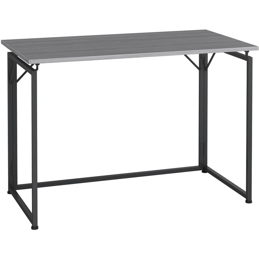 Lorell Folding Desk - Weathered Charcoal Laminate Rectangle Top - Black Base x 43.30" Table Top Width x 23.62" Table Top Depth - 30" Height - Assembly Required - Gray. Picture 3