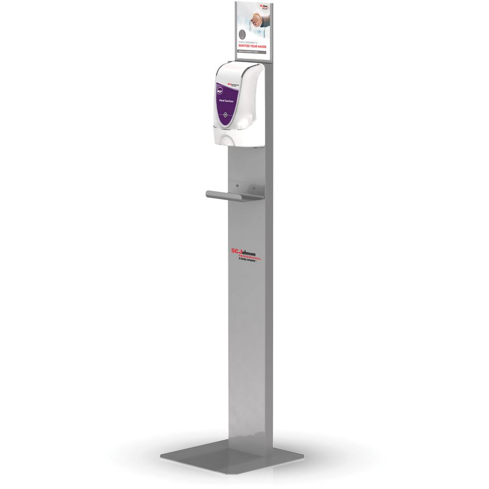 SC Johnson Hand Hygiene Touch-free Dispenser Stand - Automatic - Touch-free, Sturdy, Durable, Wear Resistant, Tear Resistant - Silver - 1Each. Picture 2