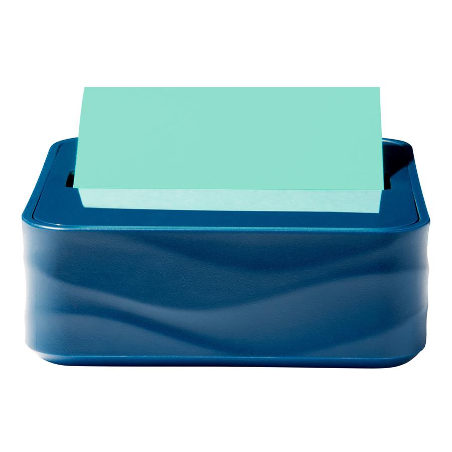 Post-it&reg; Pop-up Note Wave Dispenser - 3" x 3" Note - 45 Sheet Note Capacity - Metallic Blue. Picture 4