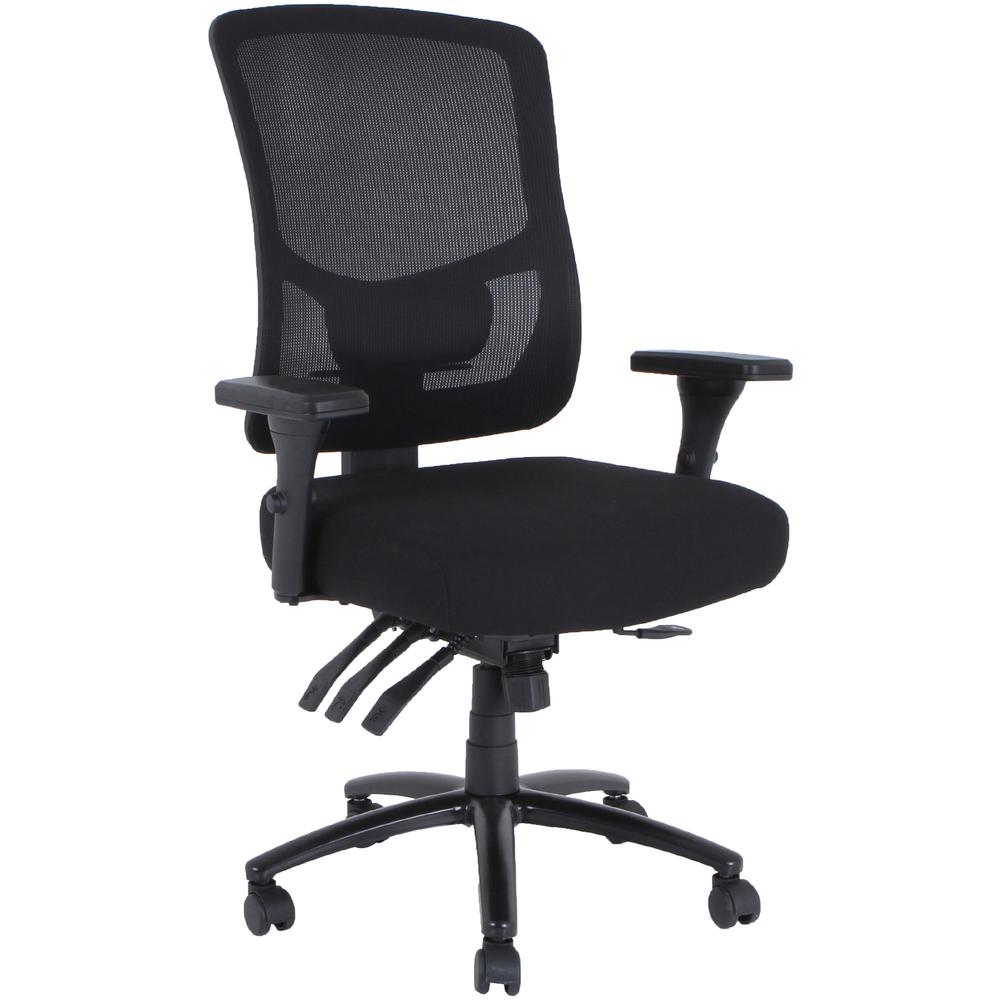 Lorell Big & Tall Mesh Back Chair - Fabric Seat - Black - 1 Each. Picture 3