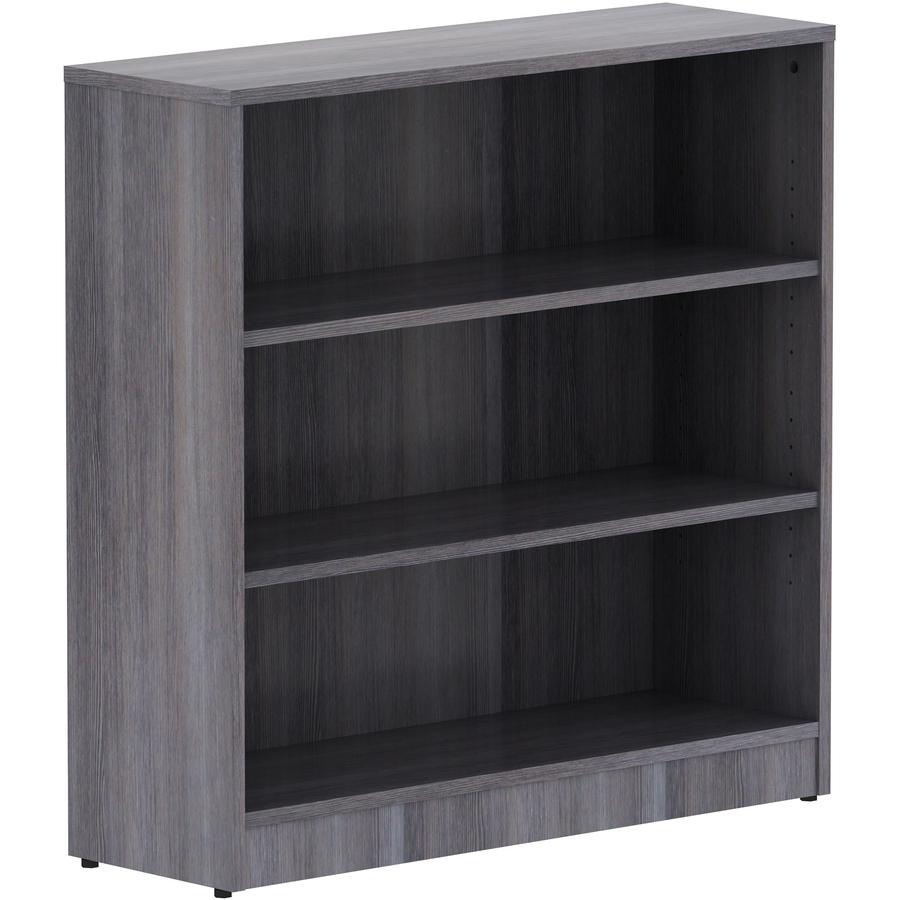 Lorell Laminate Bookcase - 36" x 12" x 36" - 3 x Shelf(ves) - Sturdy, Laminated, Contemporary Style, Square Edge, Adjustable Feet - Weathered Charcoal - Medium Density Fiberboard (MDF) - Assembly Requ. Picture 9
