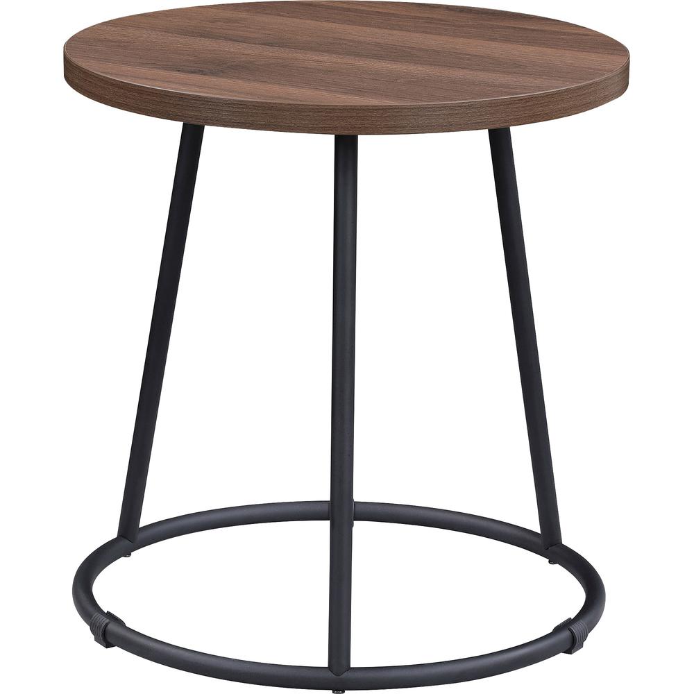 Lorell Accession End Table - Round Top - Powder Coated Four Leg Base - 4 Legs - 200 lb Capacity x 1" Table Top Thickness x 19" Table Top Diameter - 19.75" Height - Assembly Required - Walnut - Laminat. Picture 3