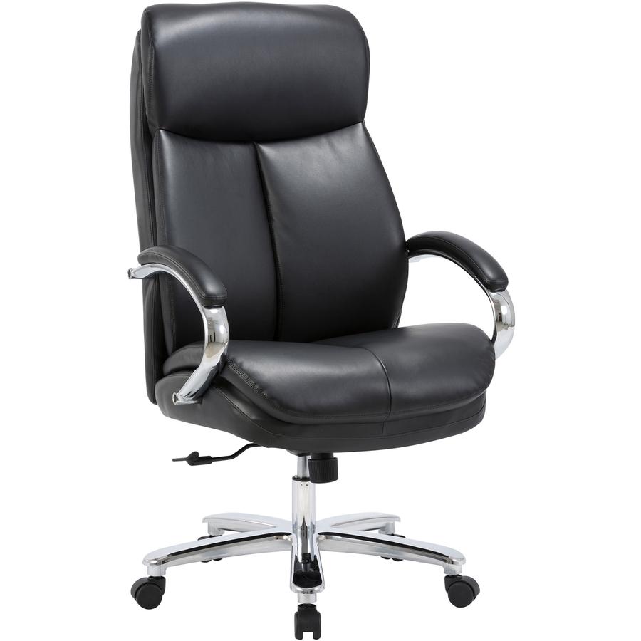 Lorell Big & Tall High-Back Chair - Bonded Leather Seat - Black Bonded Leather Back - High Back - Black - Armrest - 1 Each. Picture 13