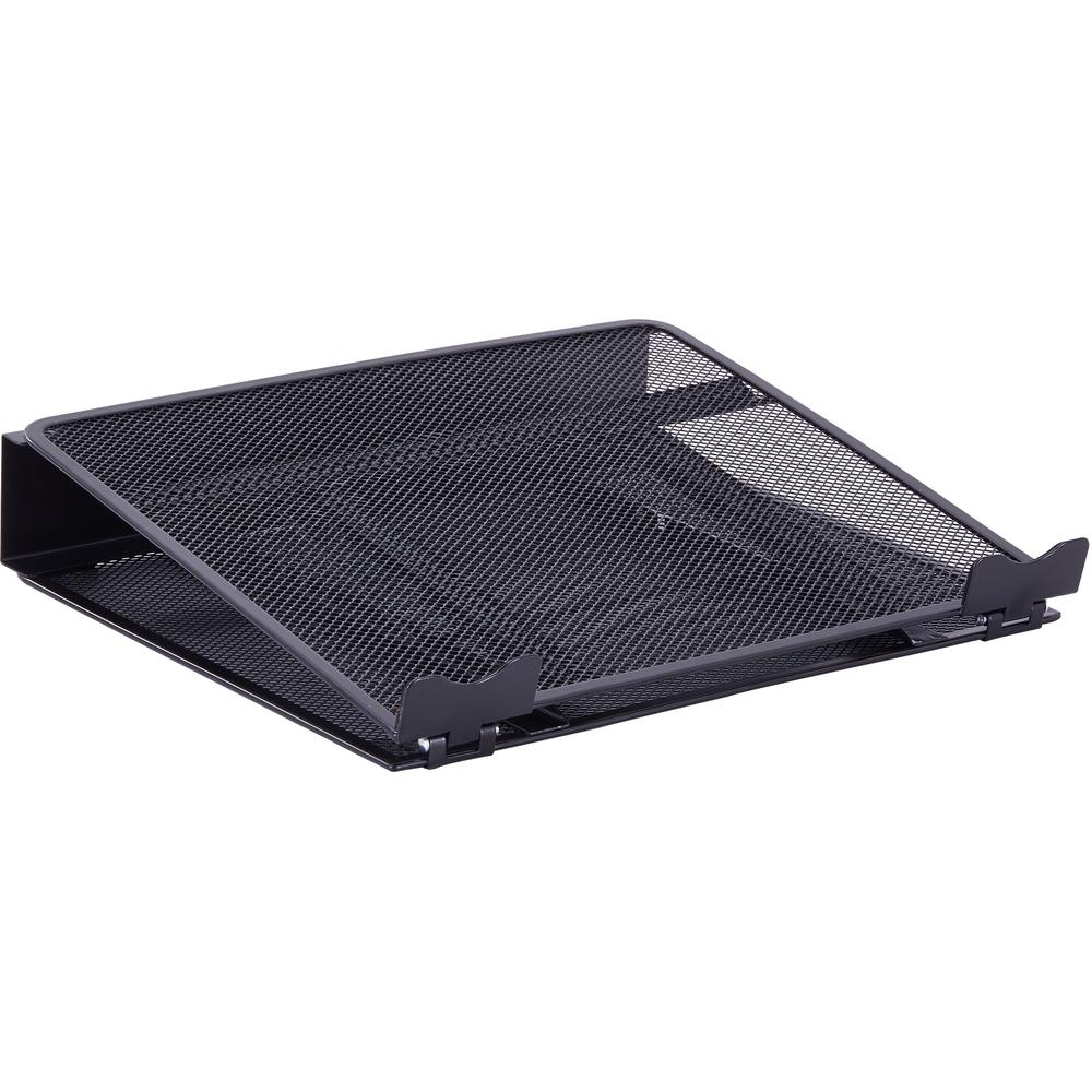 Lorell Mesh Laptop Stand - 3.5" Height x 13" Width x 11.5" Depth - Desktop - Steel, Metal - Black. Picture 4