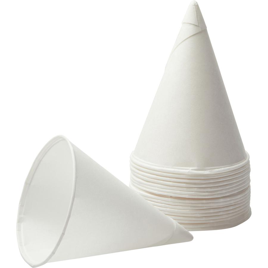 Konie 4 oz Paper Cone Cups - 200 / Bag - Cone - 25 / Carton - White - Paper - Cold Drink, Water. Picture 4