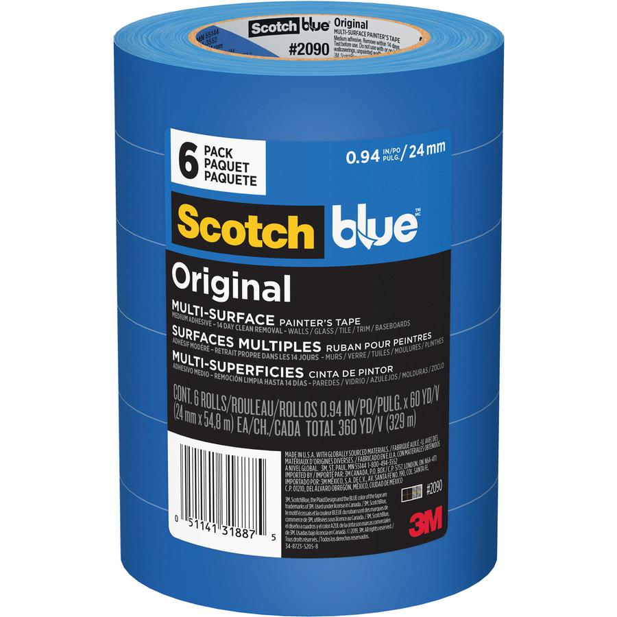 ScotchBlue Multi-Surface Painter's Tape - 60 yd Length x 0.94" Width - Paper - 6 / Pack - Blue. Picture 2