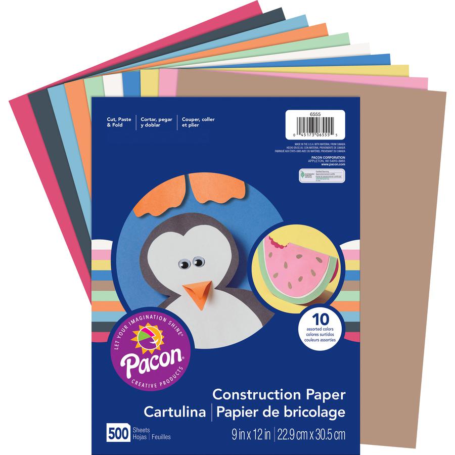 Prang Construction Paper - Art Project, Craft Project, Fun and Learning, Cutting, Pasting - 9"Width x 12"Length - 45 lb Basis Weight - 500 / Pack - Assorted. Picture 7