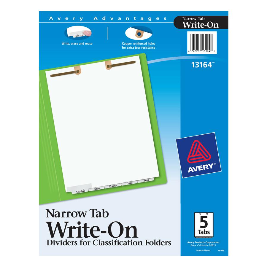Avery&reg; Tab Divider - 5 x Divider(s) - Write-on Bottom Tab(s) - 5 - 5 Tab(s)/Set - 8.5" Divider Width x 11" Divider Length - 2 Hole Punched - White Paper Divider - White Paper Tab(s) - Recycled - 4. Picture 3
