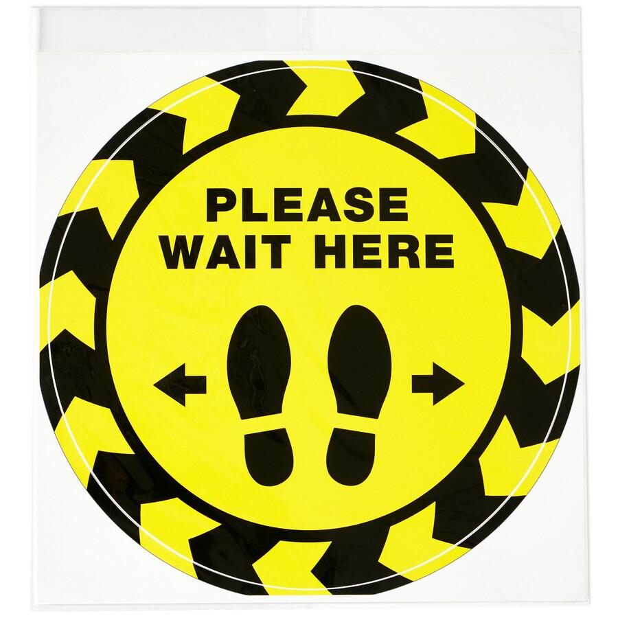 Avery&reg; PLEASE WAIT HERE Distancing Floor Decals - 5 - PLEASE WAIT HERE Print/Message - Round Shape - Pre-printed, Tear Resistant, Wear Resistant, Non-slip, Water Resistant, UV Coated, Durable, Rem. Picture 2
