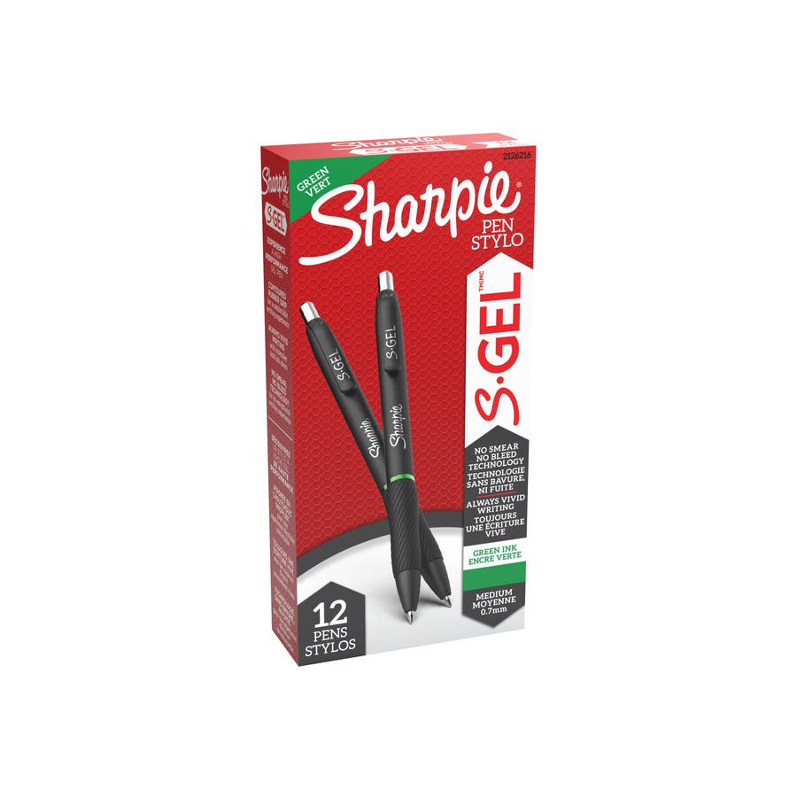 Sharpie S-Gel Pen - 0.7 mm Pen Point Size - Retractable - Green Gel-based Ink - 1 Dozen. Picture 2