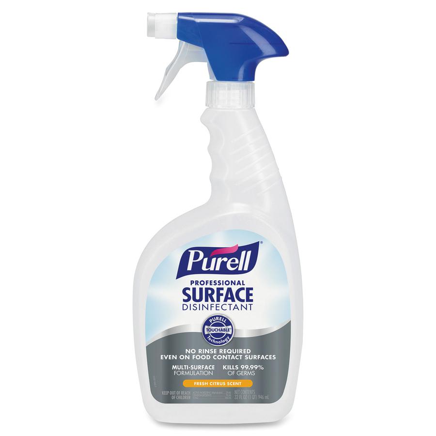 PURELL&reg; Professional Surface Disinfectant - Spray - 32 fl oz (1 quart) - Fresh Citrus Scent - 6 / Carton - Clear. Picture 2