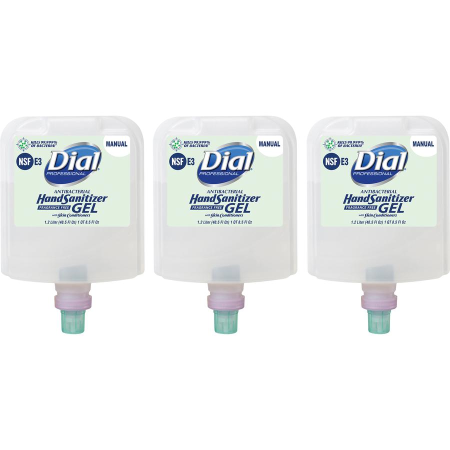 Dial Hand Sanitizer Gel Refill - 40.5 fl oz (1197.7 mL) - Bacteria Remover - Healthcare, Daycare, Office, School, Restaurant - Clear - Dye-free, Fragrance-free - 3 / Carton. Picture 4