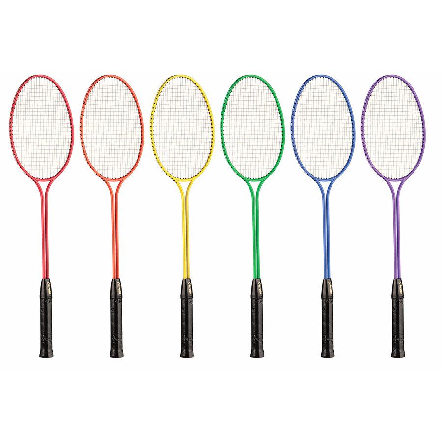 Champion Sports Tempered Steel Twin Shaft Badminton Racket Set - Red, Orange, Yellow, Green, Blue, Purple - Nylon, Leather, Tempered Steel. Picture 2