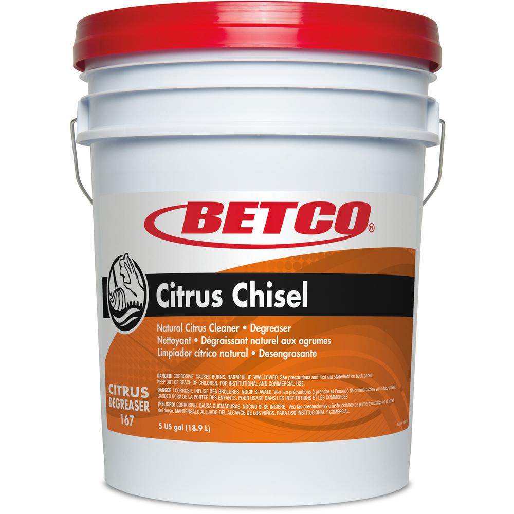 Betco Citrus Chisel Cleaner/Degreaser - Concentrate Liquid - 640 fl oz (20 quart) - Citrus Scent - 1 Each - Orange. Picture 2