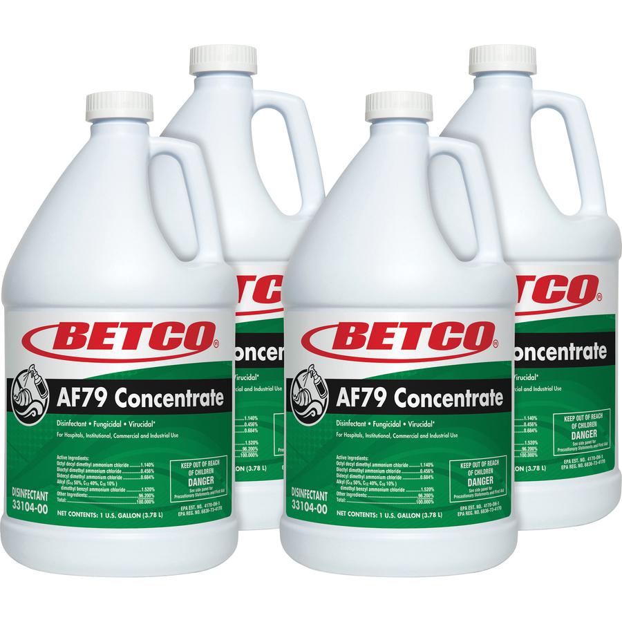 Betco AF79 Concentrate Disinfectant - Concentrate Liquid - 128 fl oz (4 quart) - Ocean Breeze Scent - 4 / Carton - Green. Picture 2