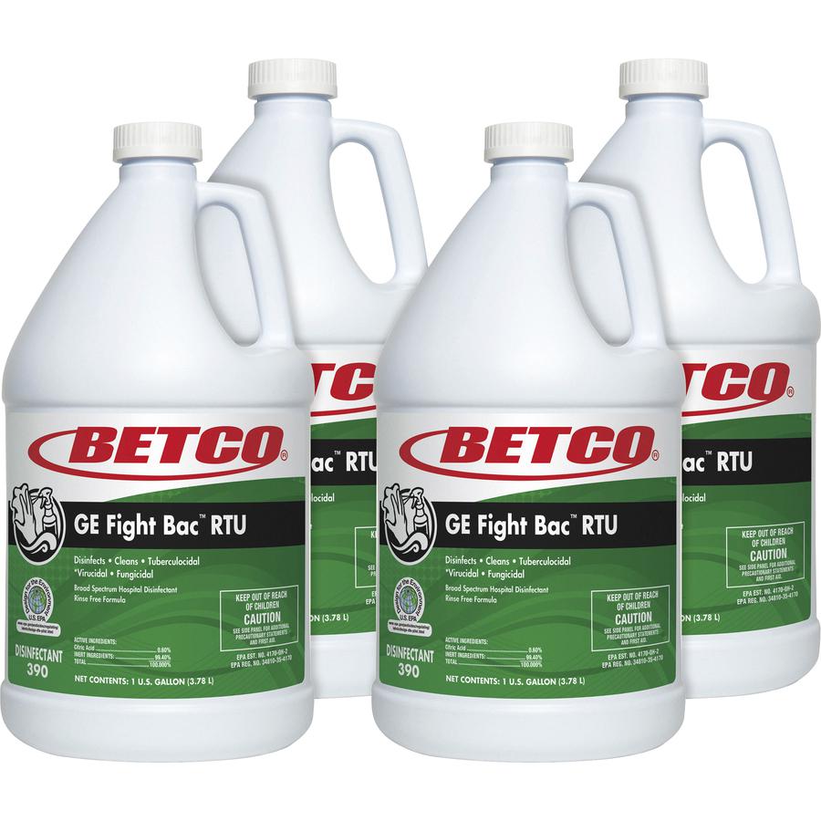Betco Fight Bac RTU Disinfectant - Ready-To-Use - 128 fl oz (4 quart) - Fresh Scent - 4 / Carton - Washable, Non-porous - Clear. Picture 3