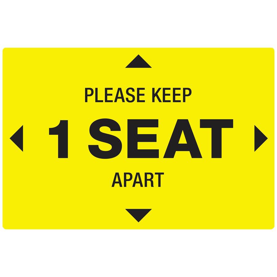 Avery&reg; Surface Safe PLEASE KEEP 1 SEAT APART Decals - 10 / Pack - Please Keep 1 Seat Apart Print/Message - 4" Width x 6" Height - Rectangular Shape - Water Resistant, Pre-printed, Chemical Resista. Picture 4