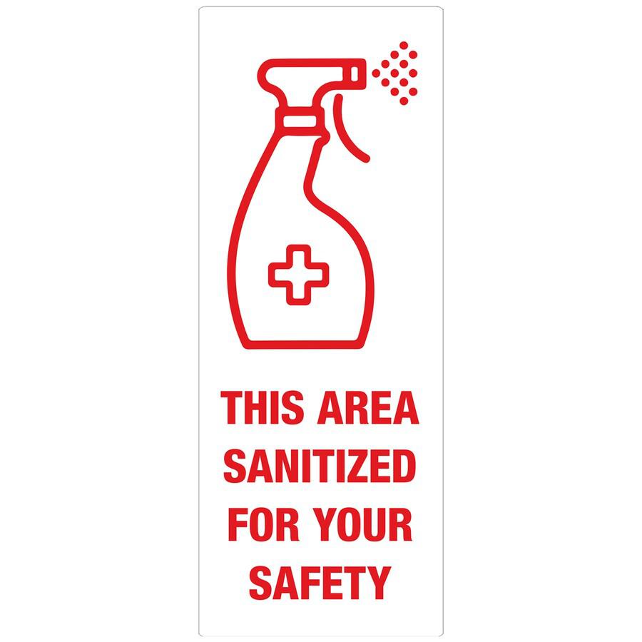 Avery&reg; Surface Safe THIS AREA SANITIZED Decals - 15 / Pack - This Area Sanitized Print/Message - Rectangular Shape - Water Resistant, Pre-printed, Chemical Resistant, Abrasion Resistant, Tear Resi. Picture 3