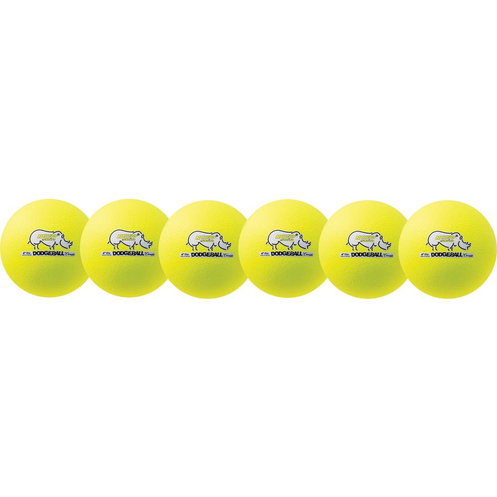 Champion Sports Rhino Skin 6" Dodgeball Set - 6.30" - Child - Neon Yellow - 6 / Set. Picture 2