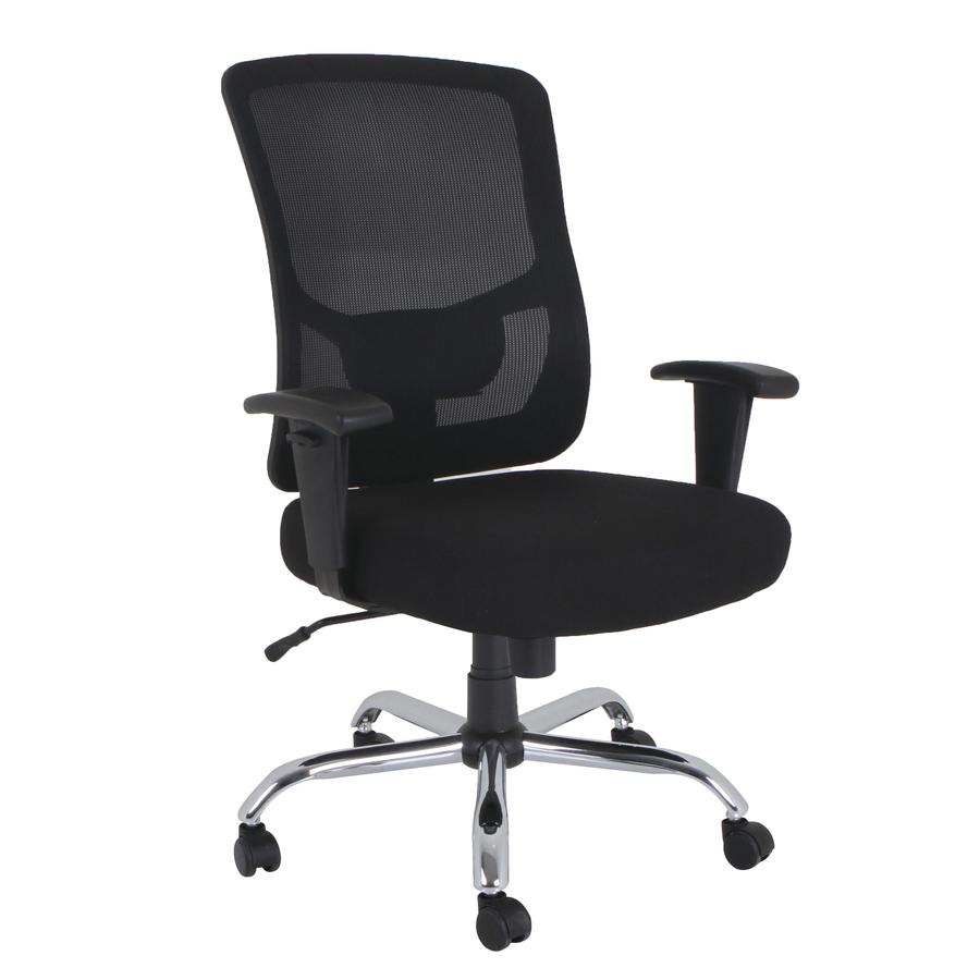 Lorell Big & Tall Mid-back Task Chair - Fabric Seat - Mid Back - 5-star Base - Black - 1 Each. Picture 3