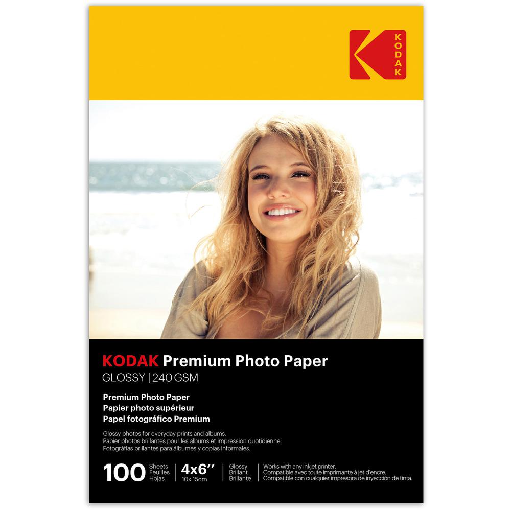Kodak Inkjet Photo Paper - 4" x 6" - Glossy - 100 / Pack - White. Picture 2