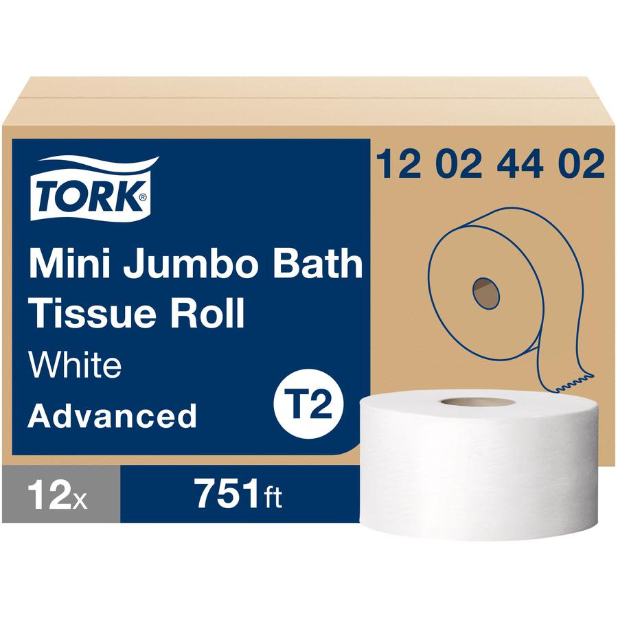 Tork Jumbo Toilet Paper Roll White T2 - Tork Jumbo Toilet Paper Roll White T2, Advanced, 2-Ply, 12 x 751 sheets, 12024402. Picture 2