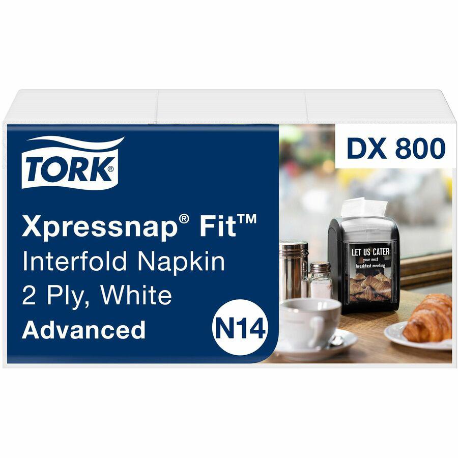 TORK Xpressnap Fit Interfold Dispenser Napkin - 2 Ply - Interfolded - 6.50" x 8.39" - White - Embossed - For Restaurant - 120 / Sleeve. Picture 2