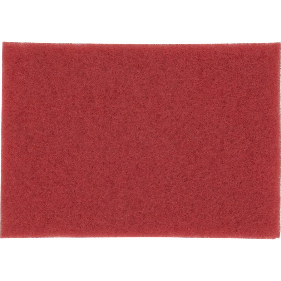 3M Red Buffer Pad - 10/Carton - Rectangle - 14" Width x 1" Thickness - Buffing, Cleaning, Polishing, Scrubbing - Linoleum, Sheet Vinyl, Vinyl Composition Tile (VCT) Floor - 175 rpm to 600 rpm Speed Su. Picture 2