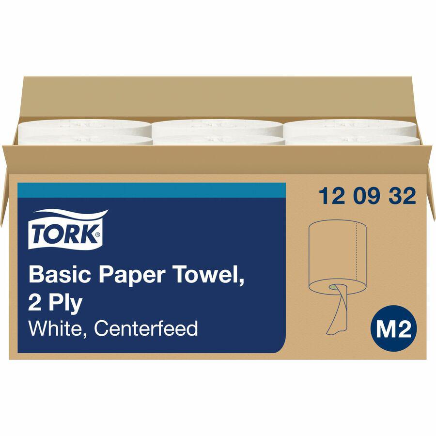 TORK Centerfeed Paper Towel White M2 - Tork Centerfeed Paper Towel White M2, High Absorbency, 6 x 500 Sheets, 120932. Picture 2