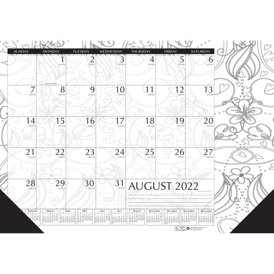 House of Doolittle Academic Doodle Monthly Desk Pad Calendar - Academic - Julian Dates - Monthly - 12 Month - August 2023 - July 2024 - 1 Month Single Page Layout - 22" x 17" Sheet Size - 2.38" x 1.88. Picture 5