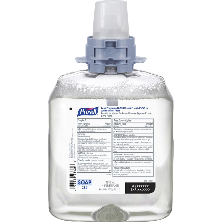 PURELL&reg; CS4 Food Processing HEALTHY SOAP&reg; 0.5% PCMX E2 Antimicrobial Foam Refill - Light Floral ScentFor - 42.3 fl oz (1250 mL) - Oil Remover, Soil Remover, Kill Germs - Hand, Food Processing . Picture 2